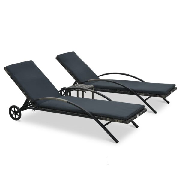 HomeDiscount-Sun Loungers with Table Poly Rattan Anthracite