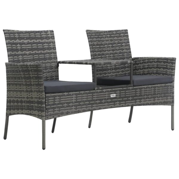 HomeDiscount-2-Seater Garden Sofa with Tea Table Poly Rattan Anthracite