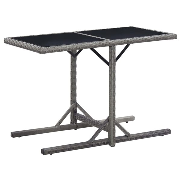 HomeDiscount-Garden Table Anthracite 110x53x72 cm Glass and Poly Rattan