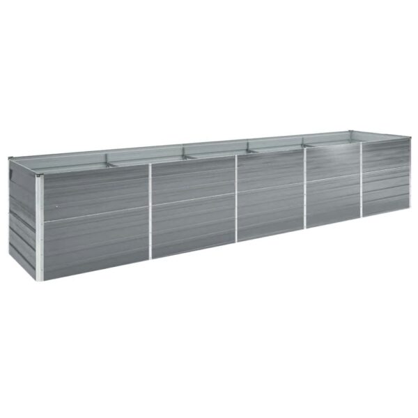 HomeDiscount-Garden Raised Bed Galvanised Steel 400x80x77 cm Grey