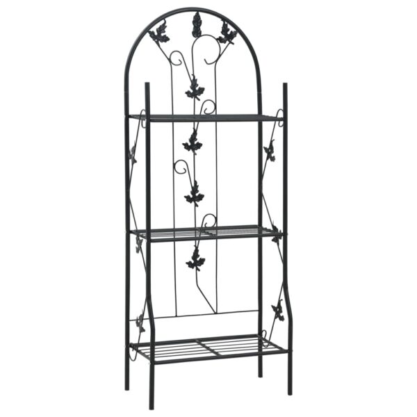 HomeDiscount-3-Layer Plant Rack Black 52x28x128 cm Iron