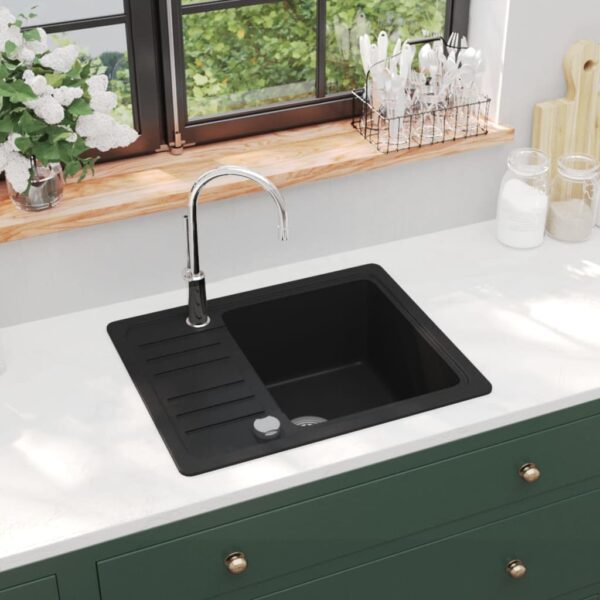 HomeDiscount-Granite Kitchen Sink Single Basin Black