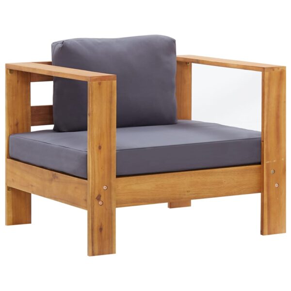 HomeDiscount-Garden Sofa Chair with Cushion Dark Grey Solid Acacia Wood