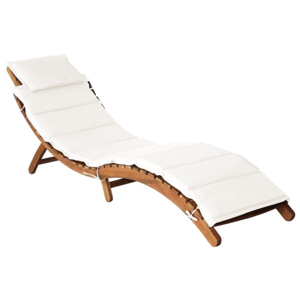 HomeDiscount-Sun Lounger with Cushion Solid Acacia Wood Cream