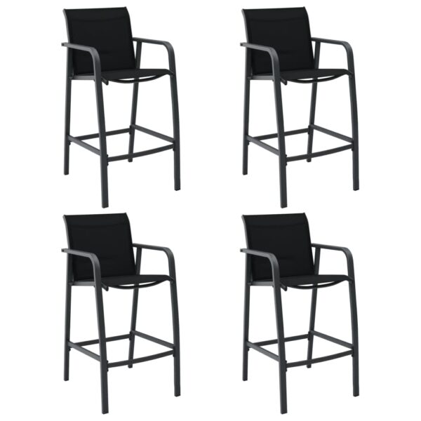 HomeDiscount-Garden Bar Chairs 4 pcs Black Textilene