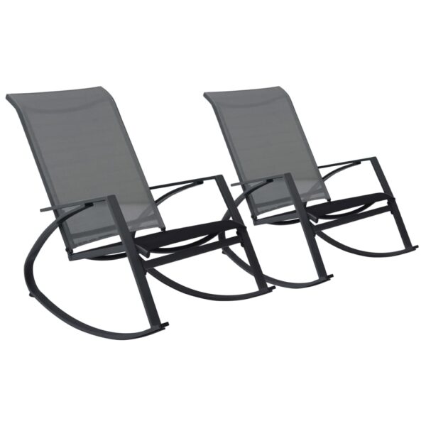 HomeDiscount-Garden Rocking Chairs 2 pcs Textilene Dark Grey