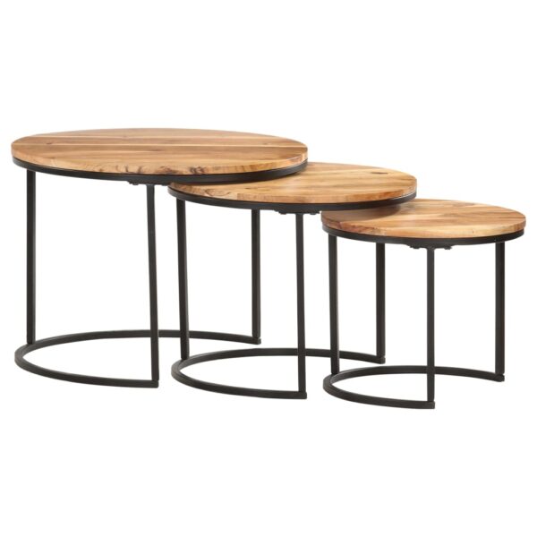 HomeDiscount-Nesting Tables 3 pcs Solid Wood Acacia