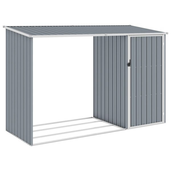 HomeDiscount-Garden Firewood Shed Grey 245x98x159 cm Galvanised Steel