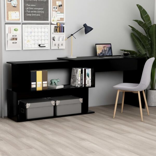 HomeDiscount-Corner Desk Black 200x50x76 cm Engineered Wood