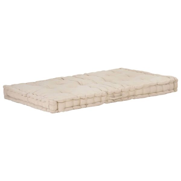 HomeDiscount-Pallet Floor Cushion Cotton 120x80x10 cm Beige