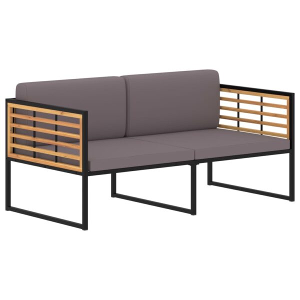 HomeDiscount-Garden Bench with Cushions 136 cm Solid Acacia Wood Dark Grey