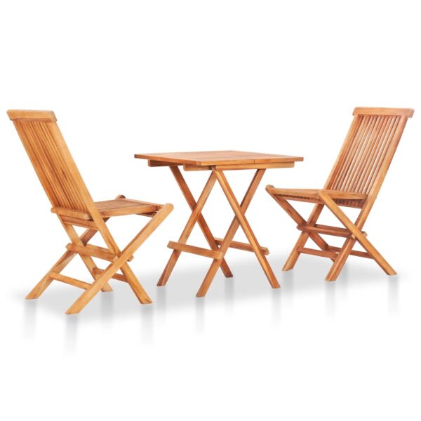 HomeDiscount-3 Piece Folding Bistro Set Solid Teak Wood