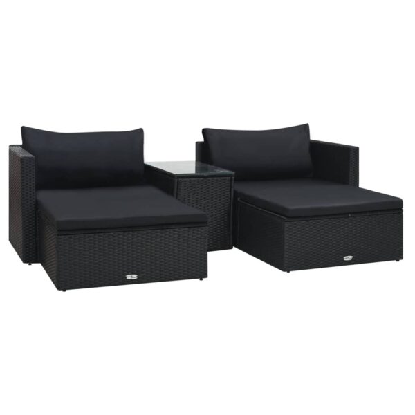 HomeDiscount-5 Piece Garden Lounge Set with Cushions Poly Rattan Black