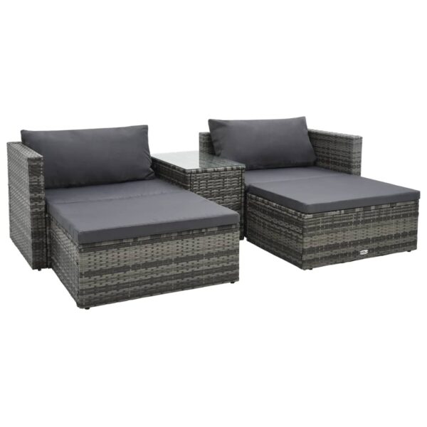 HomeDiscount-5 Piece Garden Lounge Set with Cushions Poly Rattan Grey