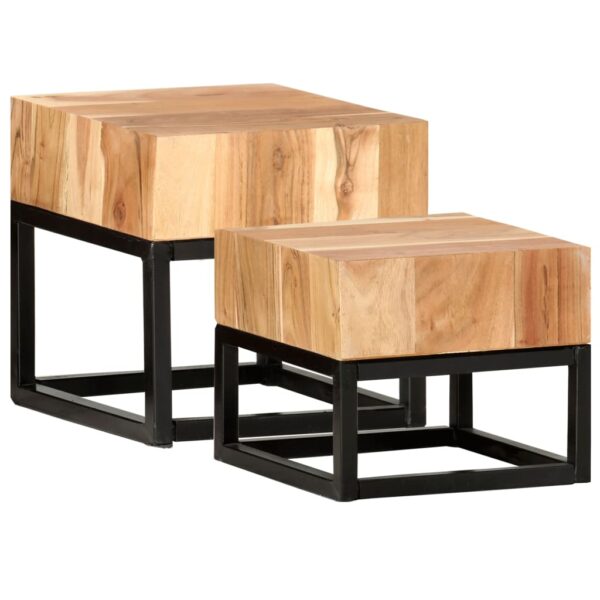 HomeDiscount-Side Tables 2 pcs Solid Acacia Wood