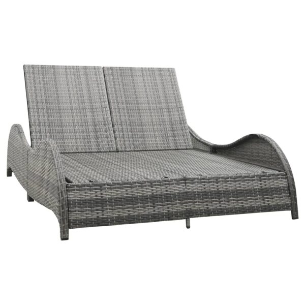 HomeDiscount-Double Sun Lounger with Cushion Poly Rattan Anthracite