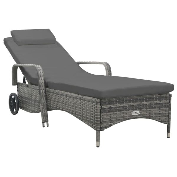 HomeDiscount-Sun Lounger with Wheels Poly Rattan Anthracite