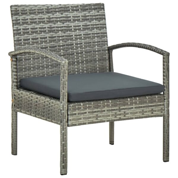 HomeDiscount-Garden Chair with Cushion Poly Rattan Grey