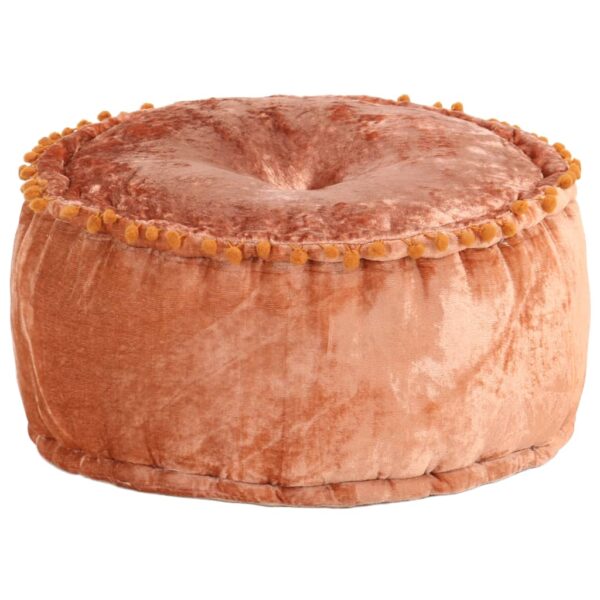 HomeDiscount-Round Pouffe Velvet 40x20 cm Rust