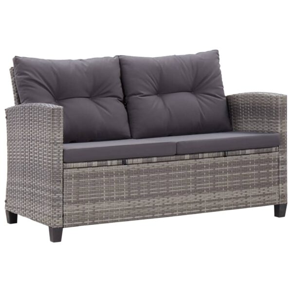 HomeDiscount-2-Seater Garden Sofa with Cushions Grey 124 cm Poly Rattan