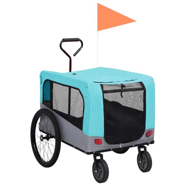 HomeDiscount-2-in-1 Pet Bike Trailer and Jogging Stroller Blue and Grey