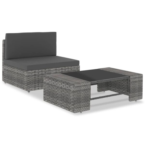 HomeDiscount-2 Piece Garden Lounge Set Poly Rattan Grey