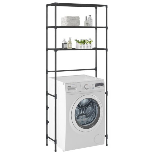 HomeDiscount-3-Tier Storage Rack over Laundry Machine Black 69x28x169 cm