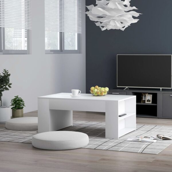 HomeDiscount-Coffee Table White 100x60x42 cm Engineered Wood