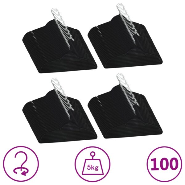 HomeDiscount-100 pcs Clothes Hanger Set Anti-slip Black Velvet