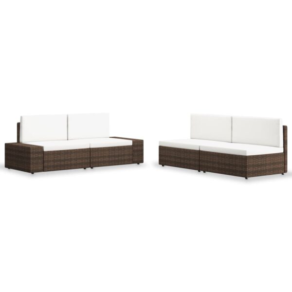 HomeDiscount-4 Piece Garden Lounge Set Poly Rattan Brown