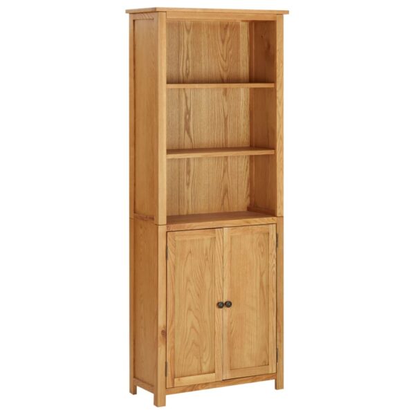 HomeDiscount-Bookcase with 2 Doors 70x30x180 cm Solid Oak Wood