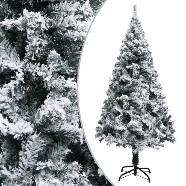 HomeDiscount-Artificial Christmas Tree with Flocked Snow Green 150 m PVC