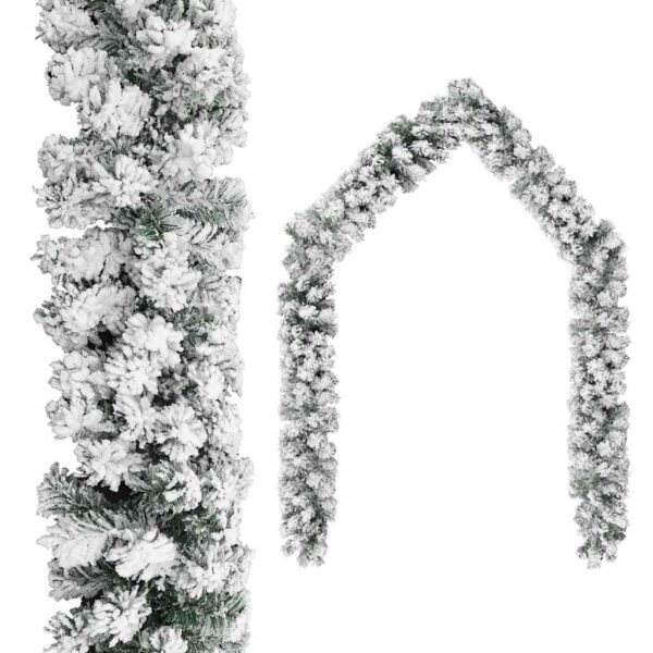 HomeDiscount-Christmas Garland with Flocked Snow Green 20 m PVC