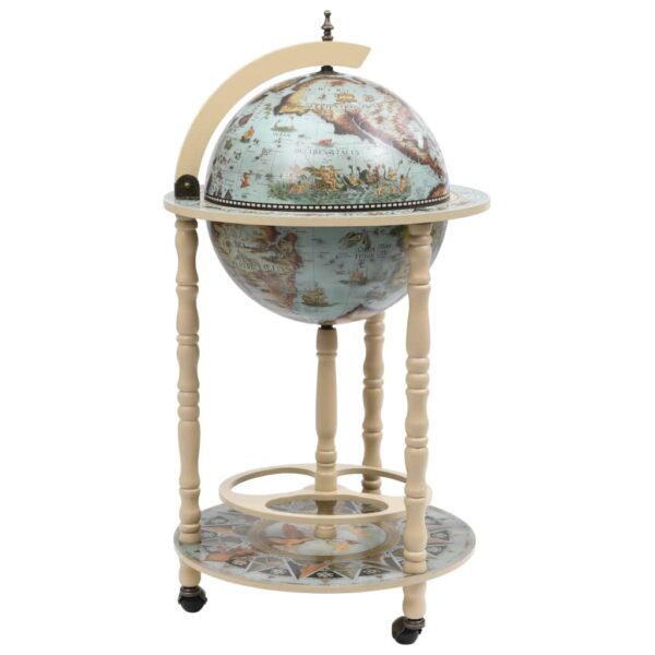 HomeDiscount-Globe Bar Wine Stand Eucalyptus Wood Blue