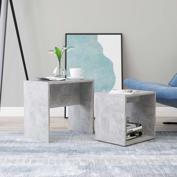 HomeDiscount-Coffee Table Set Concrete Grey 48x30x45 cm Engineered Wood