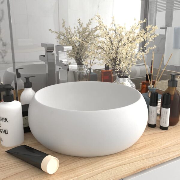 HomeDiscount-Luxury Wash Basin Round Matt White 40x15 cm Ceramic