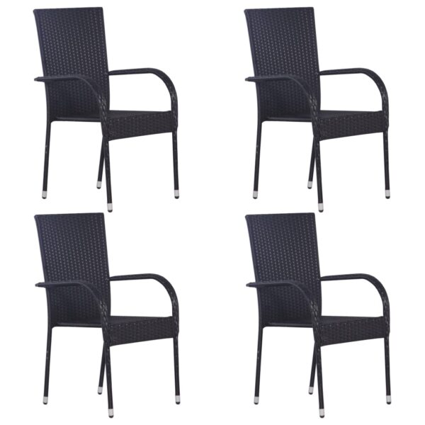 HomeDiscount-Stackable Outdoor Chairs 4 pcs Poly Rattan Black