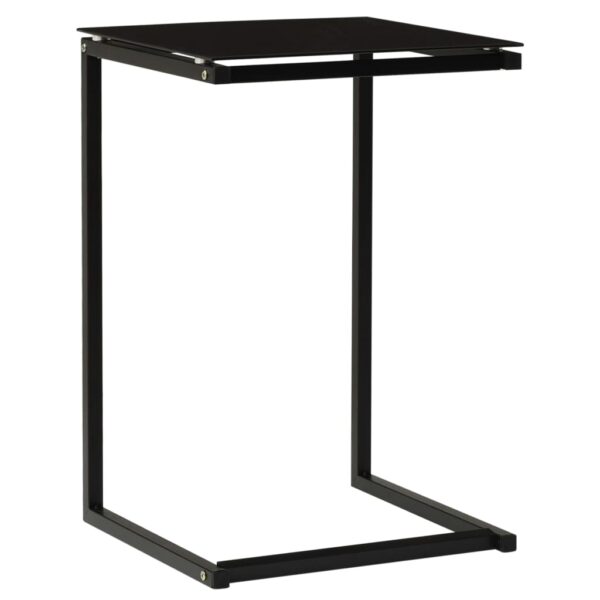 HomeDiscount-Side Table Black 40x40x60 cm Tempered Glass