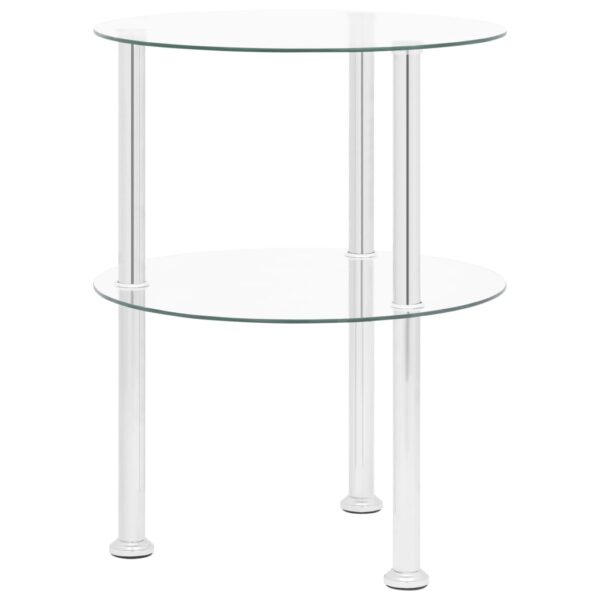 HomeDiscount-2-Tier Side Table Transparent 38 cm Tempered Glass