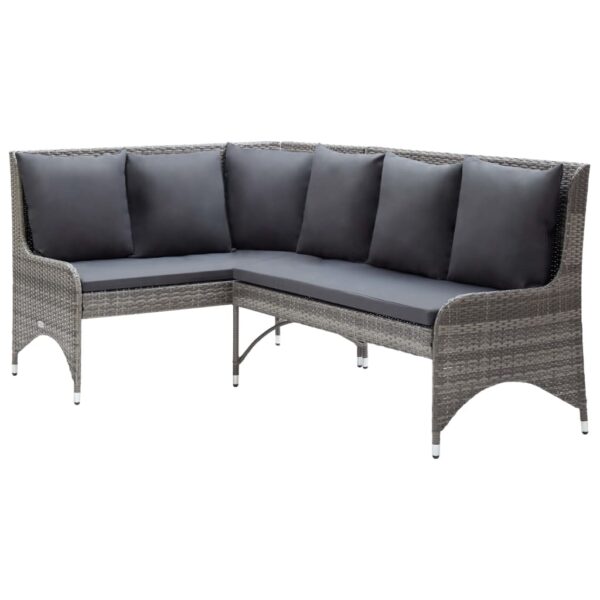 HomeDiscount-Garden Corner Sofas 2 pcs Poly Rattan Grey