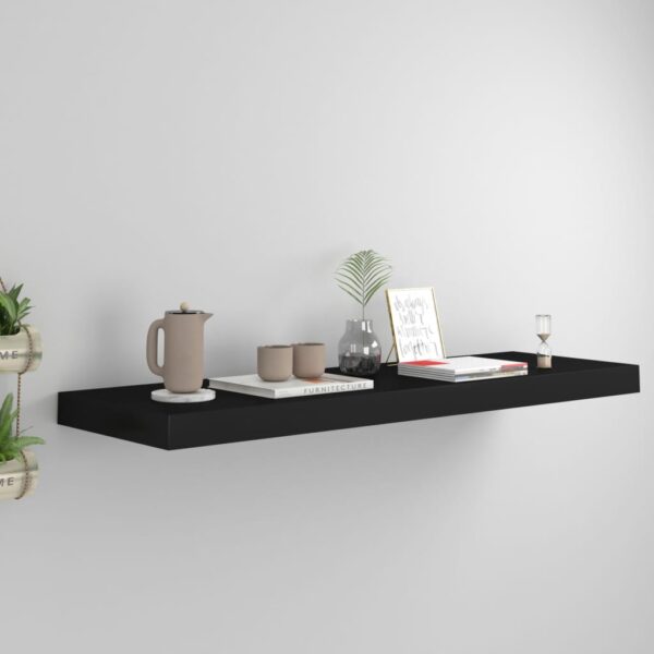 HomeDiscount-Floating Wall Shelf Black 80x23.5x3.8 cm MDF