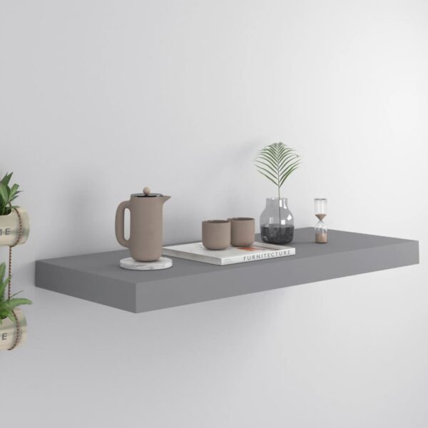 HomeDiscount-Floating Wall Shelf Grey 60x23.5x3.8 cm MDF