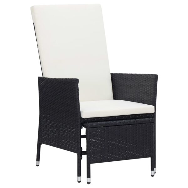 HomeDiscount-Reclining Garden Chair with Cushions Poly Rattan Black