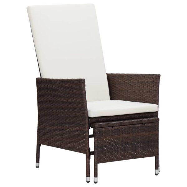 HomeDiscount-Reclining Garden Chair with Cushions Poly Rattan Brown