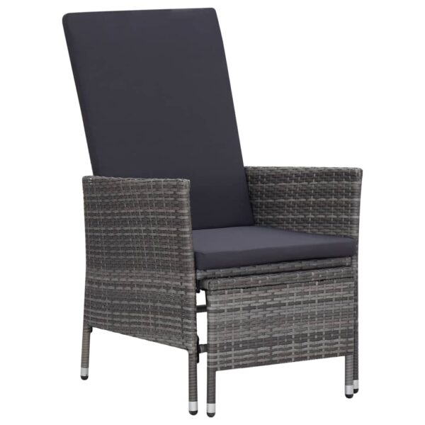 HomeDiscount-Reclining Garden Chair with Cushions Poly Rattan Grey