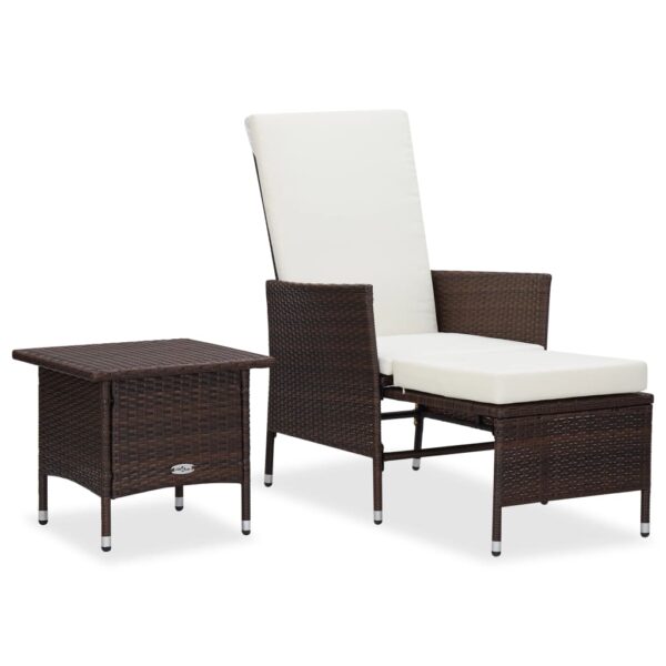 HomeDiscount-2 Piece Garden Lounge Set with Cushions Poly Rattan Brown