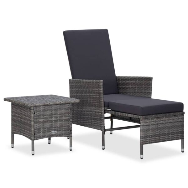 HomeDiscount-2 Piece Garden Lounge Set with Cushions Poly Rattan Grey