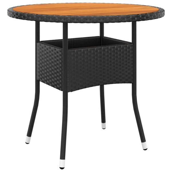 HomeDiscount-Garden Table Ø80x75 cm Acacia Wood and Poly Rattan Black