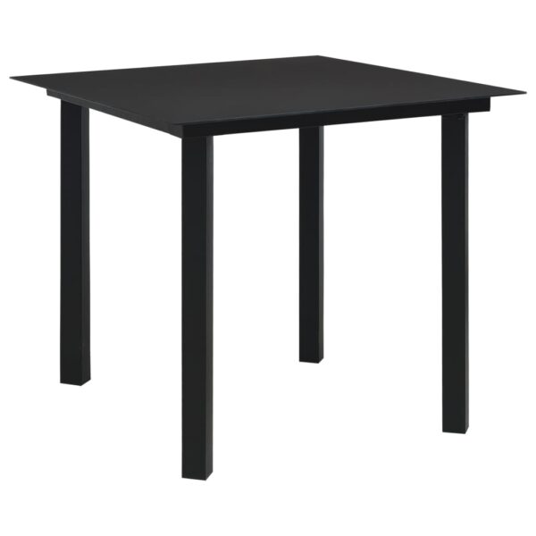 HomeDiscount-Garden Dining Table Black 80x80x74 cm Steel and Glass