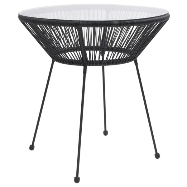 HomeDiscount-Garden Dining Table Black Ø70x74 cm Rattan and Glass